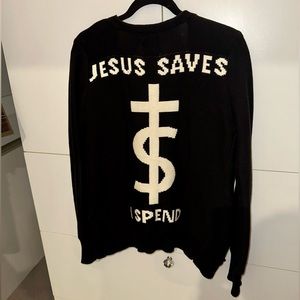 Unif “Jesus Saves I Spend“ Cardigan Sweater